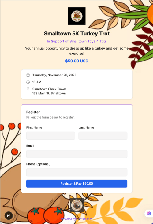 Registration page